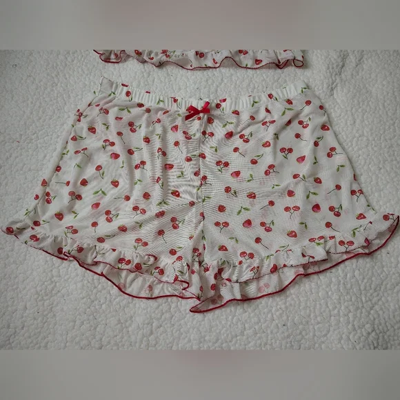 *NWOT* Romwe Women's Large 2-piece Cherry Strawberry Print Pajamas - Picture 6 of 10